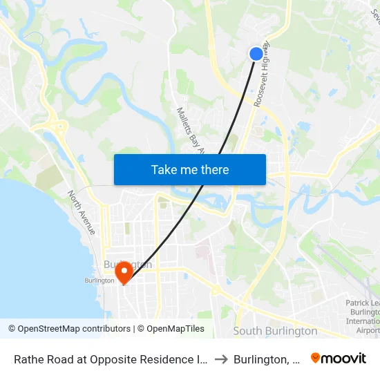 Rathe Road at Opposite Residence Inn to Burlington, VT map