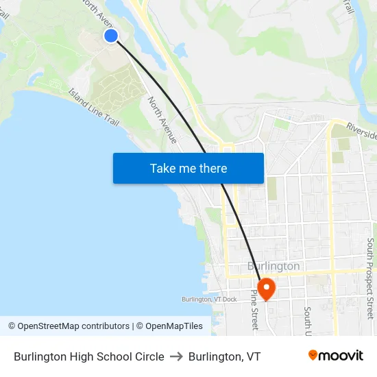 Burlington High School Circle to Burlington, VT map