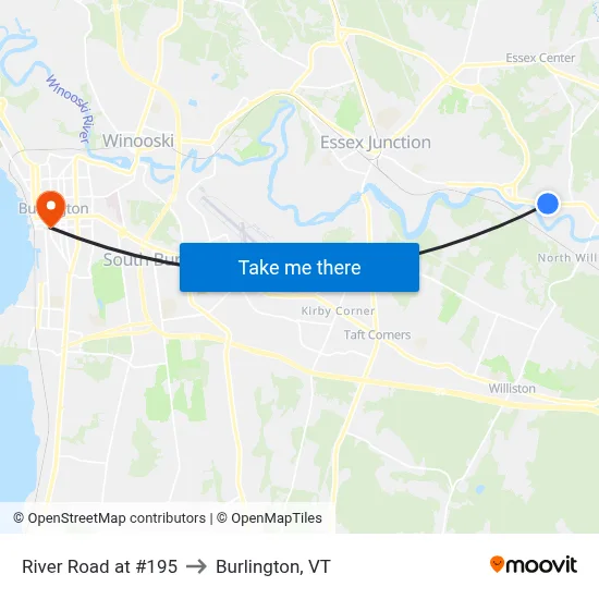River Road at #195 to Burlington, VT map