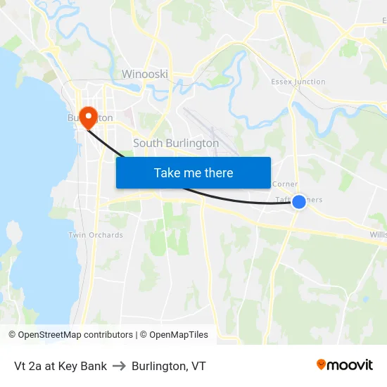 Vt 2a at Key Bank to Burlington, VT map
