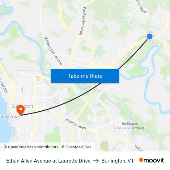 Ethan Allen Avenue at Laurette Drive to Burlington, VT map