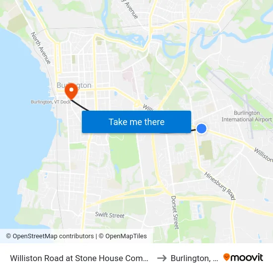 Williston Road at Stone House Commons to Burlington, VT map