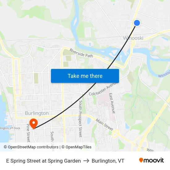 E Spring Street at Spring Garden to Burlington, VT map