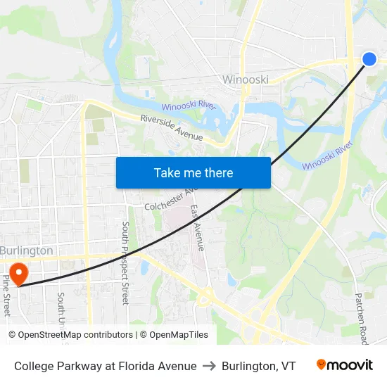 College Parkway at Florida Avenue to Burlington, VT map