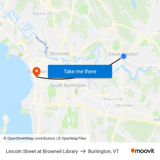 Lincoln Street at Brownell Library to Burlington, VT map