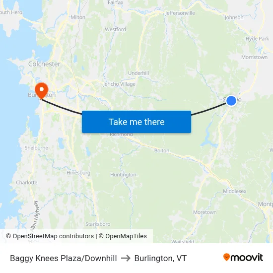 Baggy Knees Plaza/Downhill to Burlington, VT map