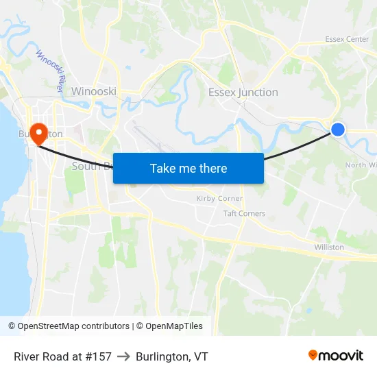 River Road at #157 to Burlington, VT map
