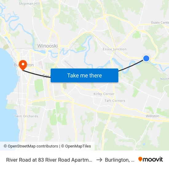 River Road at 83 River Road Apartments to Burlington, VT map