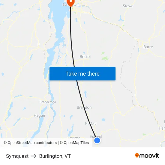 Symquest to Burlington, VT map