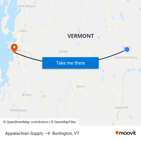 Appalachian Supply to Burlington, VT map