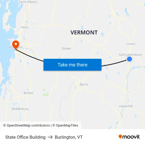 State Office Building to Burlington, VT map