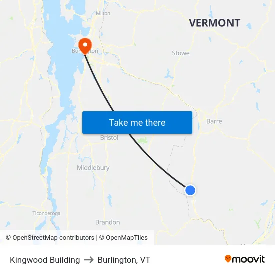 Kingwood Building to Burlington, VT map