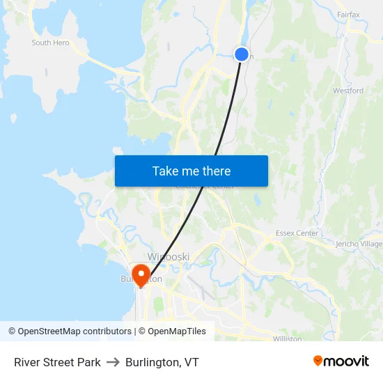 River Street Park to Burlington, VT map