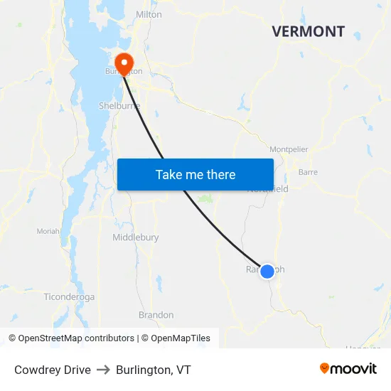 Cowdrey Drive to Burlington, VT map