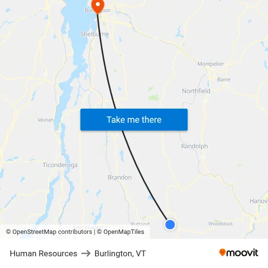 Human Resources to Burlington, VT map
