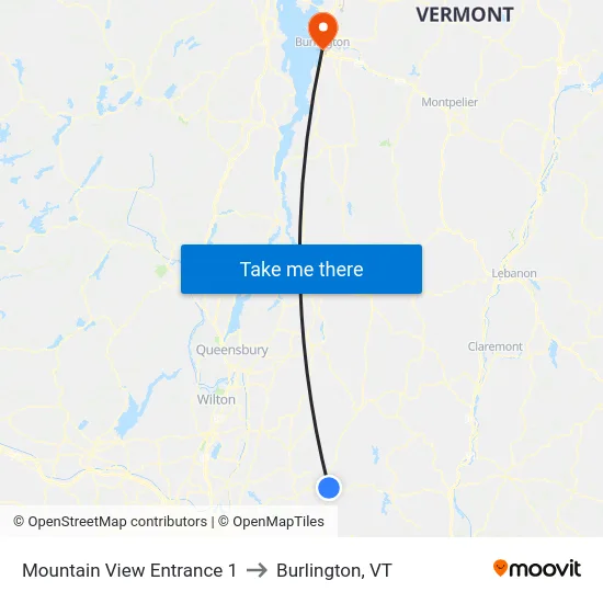 Mountain View Entrance 1 to Burlington, VT map