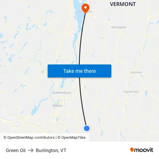 Green Oil to Burlington, VT map