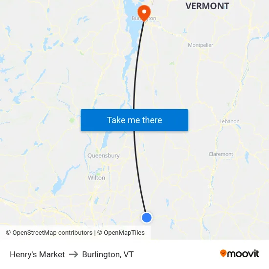 Henry's Market to Burlington, VT map