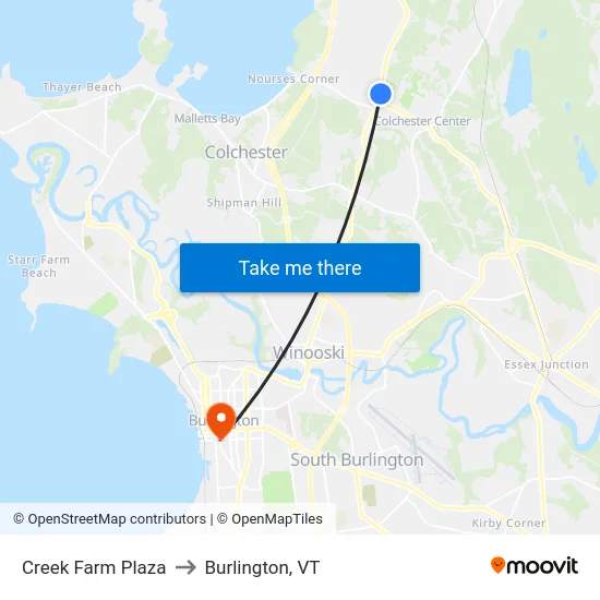 Creek Farm Plaza to Burlington, VT map