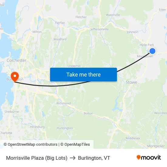 Morrisville Plaza (Big Lots) to Burlington, VT map