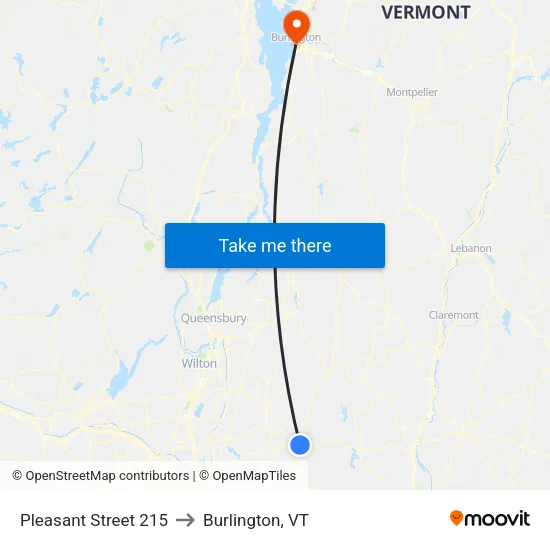 Pleasant Street 215 to Burlington, VT map