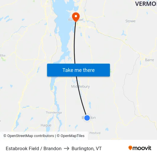 Estabrook Field / Brandon to Burlington, VT map
