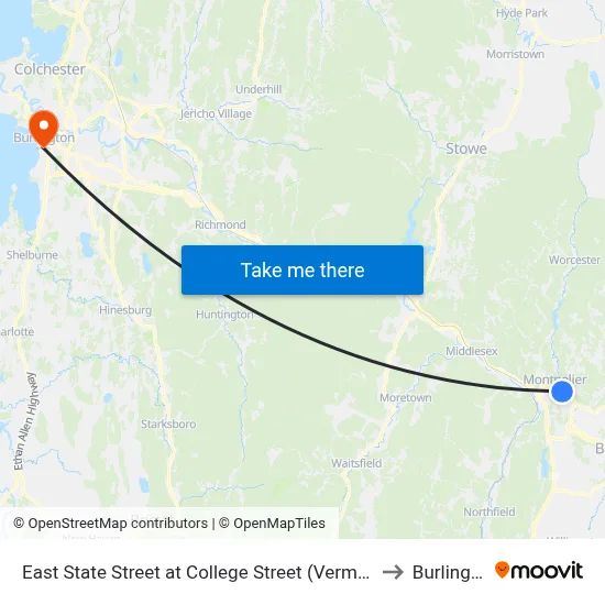 East State Street at College Street (Vermont College Of Fine Arts)-2 to Burlington, VT map
