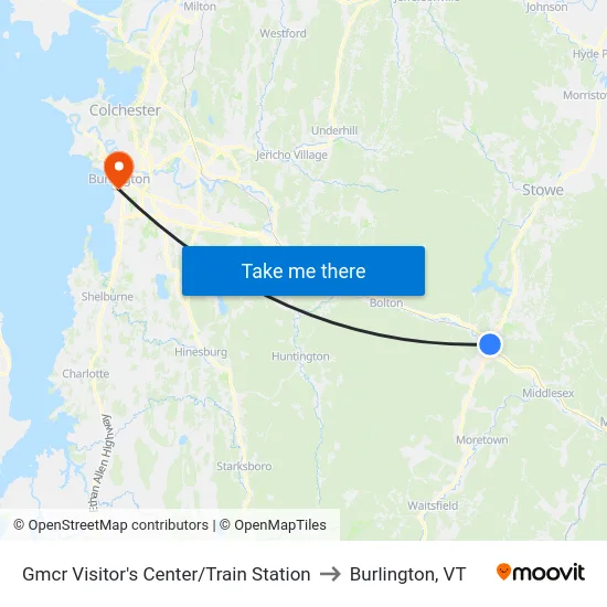 Gmcr Visitor's Center/Train Station to Burlington, VT map