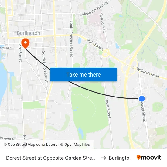 Dorest Street at Opposite Garden Street (Comcast) to Burlington, VT map