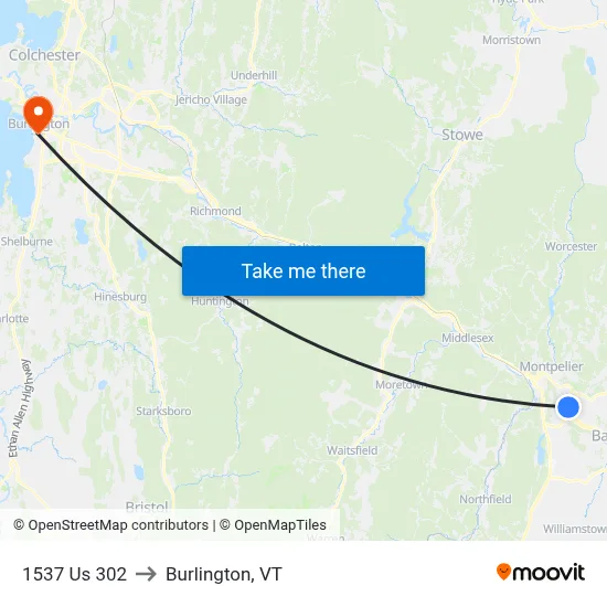 1537 Us 302 to Burlington, VT map