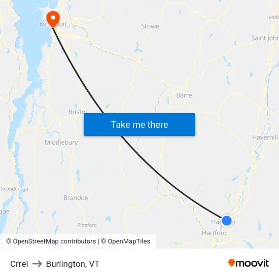 Crrel to Burlington, VT map