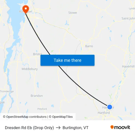 Dresden Rd Eb (Drop Only) to Burlington, VT map