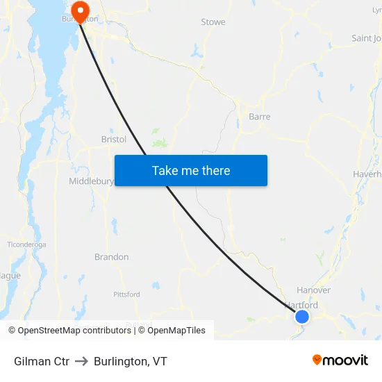 Gilman Ctr to Burlington, VT map