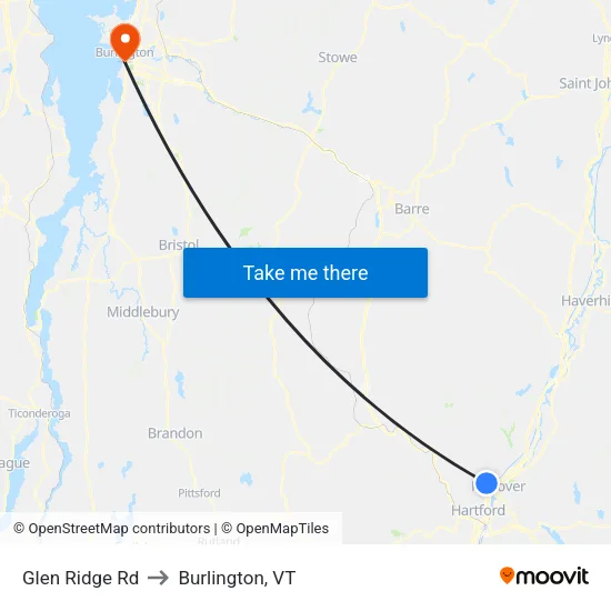 Glen Ridge Rd to Burlington, VT map