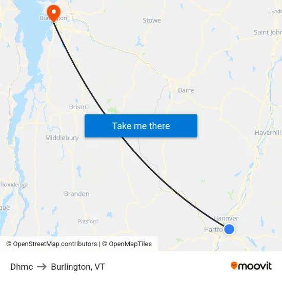 Dhmc to Burlington, VT map
