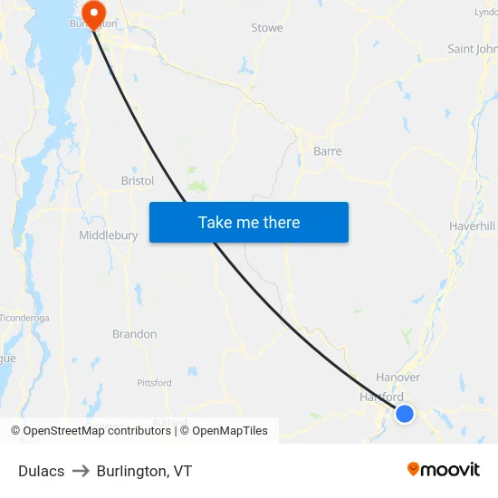 Dulacs to Burlington, VT map