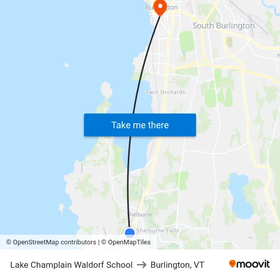 Lake Champlain Waldorf School to Burlington, VT map