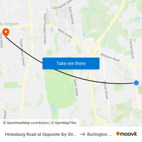 Hinesburg Road at Opposite Iby Street to Burlington, VT map