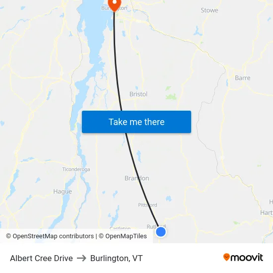 Albert Cree Drive to Burlington, VT map