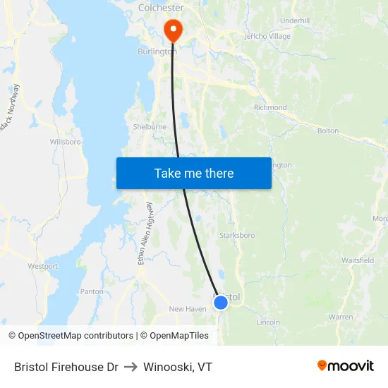 Bristol Firehouse Dr to Winooski, VT map