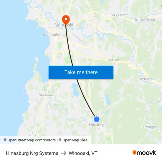 Hinesburg Nrg Systems to Winooski, VT map