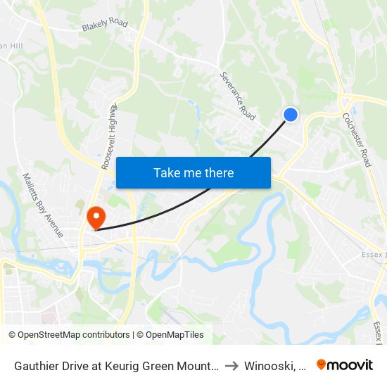 Gauthier Drive at Keurig Green Mountain to Winooski, VT map