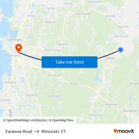 Vanesse Road to Winooski, VT map