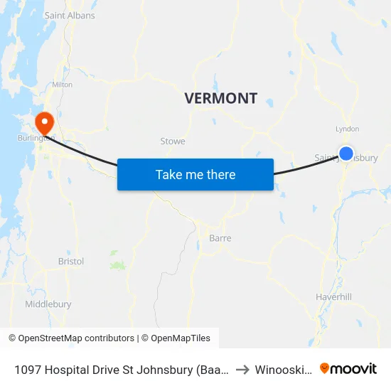 1097 Hospital Drive St Johnsbury (Baart Office) to Winooski, VT map