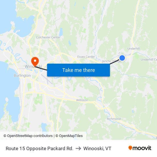 Route 15 Opposite Packard Rd. to Winooski, VT map