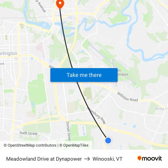 Meadowland Drive at Dynapower to Winooski, VT map