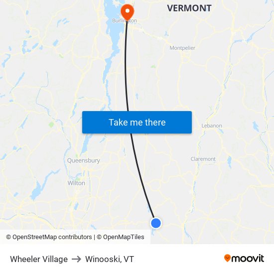 Wheeler Village to Winooski, VT map