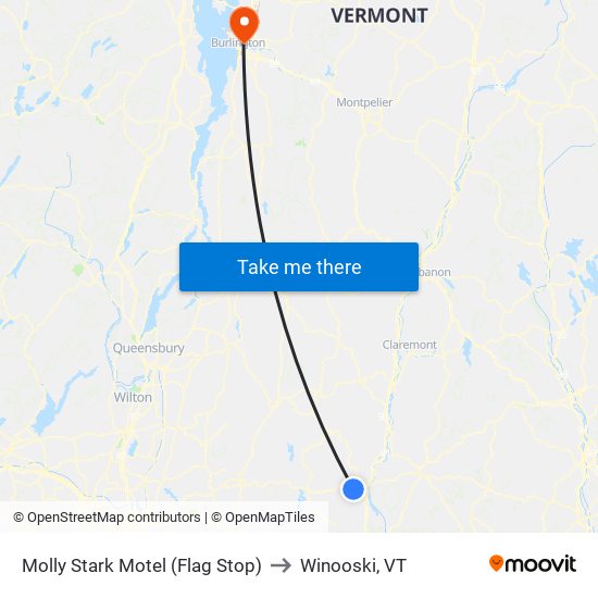 Molly Stark Motel (Flag Stop) to Winooski, VT map