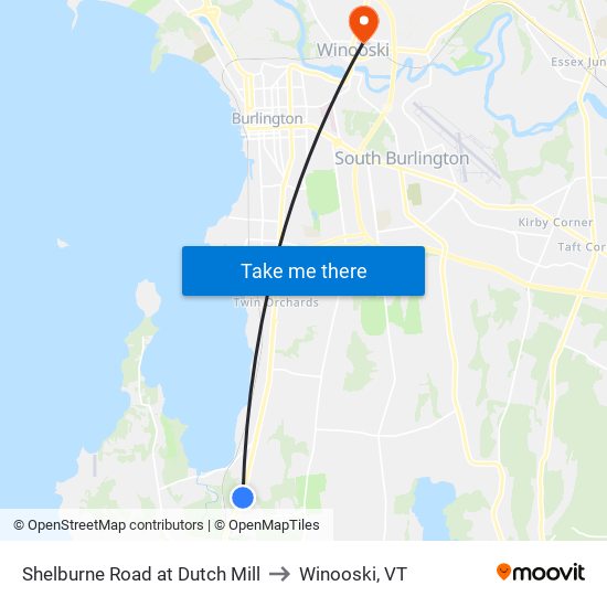 Shelburne Road at Dutch Mill to Winooski, VT map