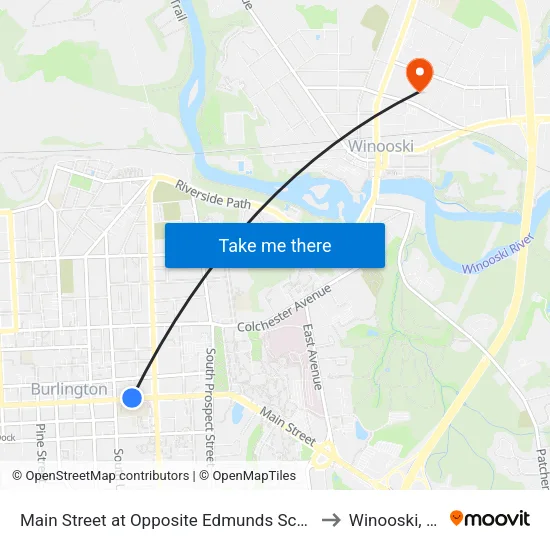 Main Street at Opposite Edmunds School to Winooski, VT map